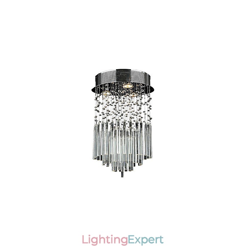 Modern Contemporary Crystal Electroplated Metal Flush Mount