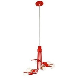 North American Style Characteristic 6 Light Pendant In Red