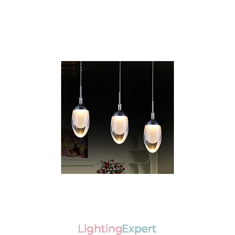 Modern Contemporary Chrome Metal Pendant Light
