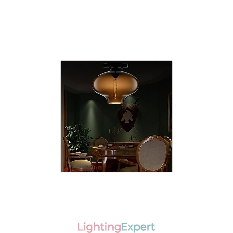 Retro Creative Single Head Glass Pendant Lamp Cafe In The Goldfish Bowl