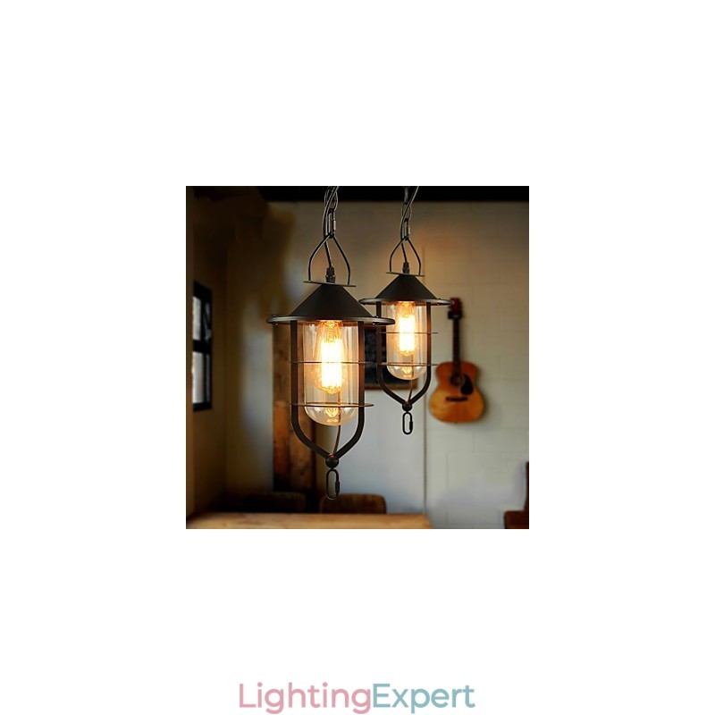 Retro Mini Style Painting Metal Pendant Light