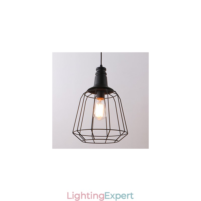 Rustic Lodge Retro Country Mini Style Painting Metal Pendant Light Garage