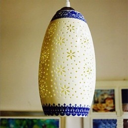 Retro Ceramic lamp lamp Stairs Blue Single Head Chandelier Creative