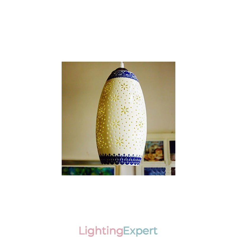 Retro Ceramic lamp lamp Stairs Blue Single Head Chandelier Creative