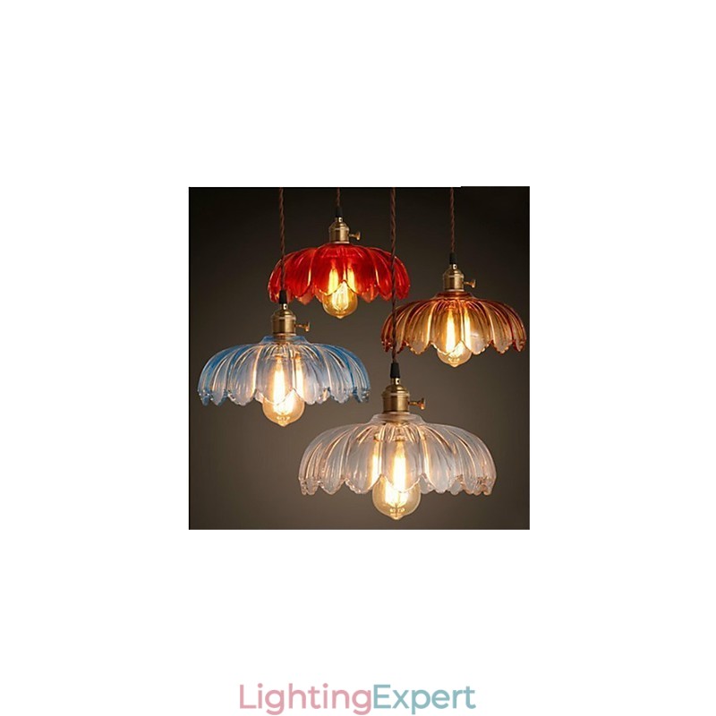 The copper cap Retro Old Shanghai flower glass chandelier