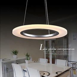 Pendant Light Round Ceiling Chandelier Milky Acrylic Ceiling Lamps with Single Ring
