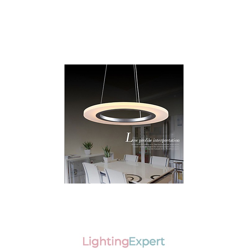 Pendant Light Round Ceiling Chandelier Milky Acrylic Ceiling Lamps with Single Ring