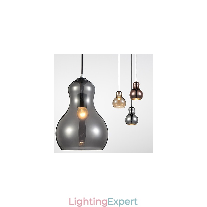 Gourd shaped Pendant Lamp 1 Light Modern Simplicity Golden Chrome Rose Gold Amber Smoky Gray Glass &Carbon Steel