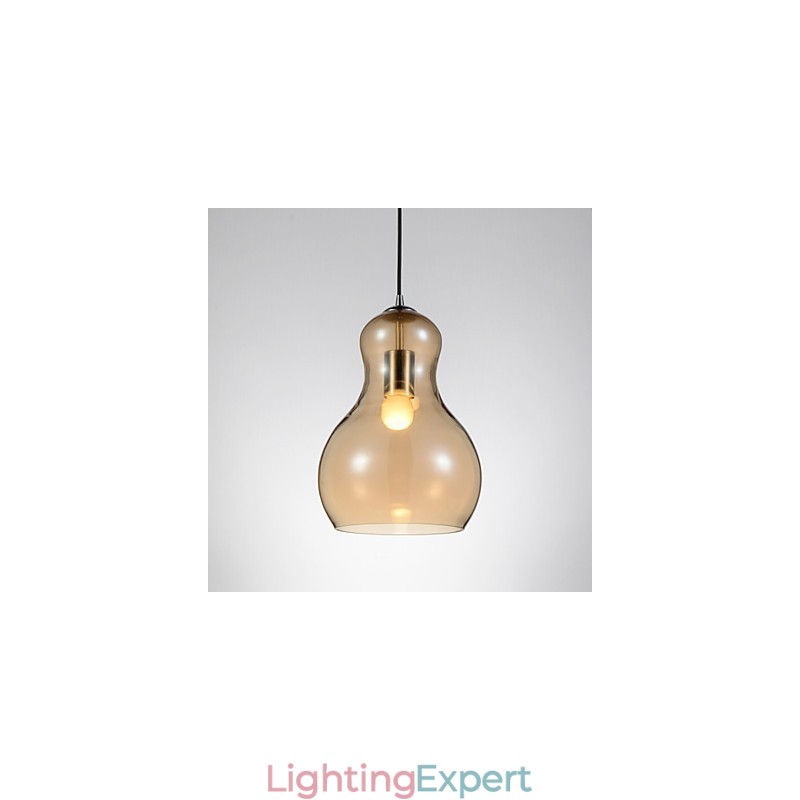 Gourd shaped Pendant Lamp 1 Light Modern Simplicity Golden Chrome Rose Gold Amber Smoky Gray Glass &Carbon Steel