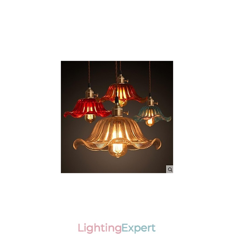The copper cap Retro Old Shanghai flower glass chandelier