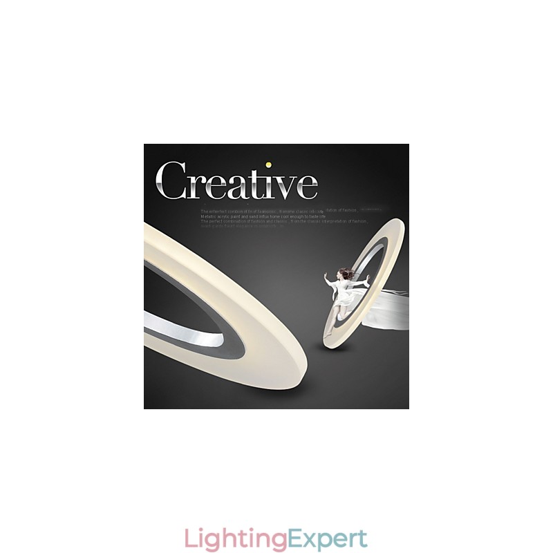 Pendant Light Round Ceiling Chandelier Milky Acrylic Ceiling Lamps with Single Ring