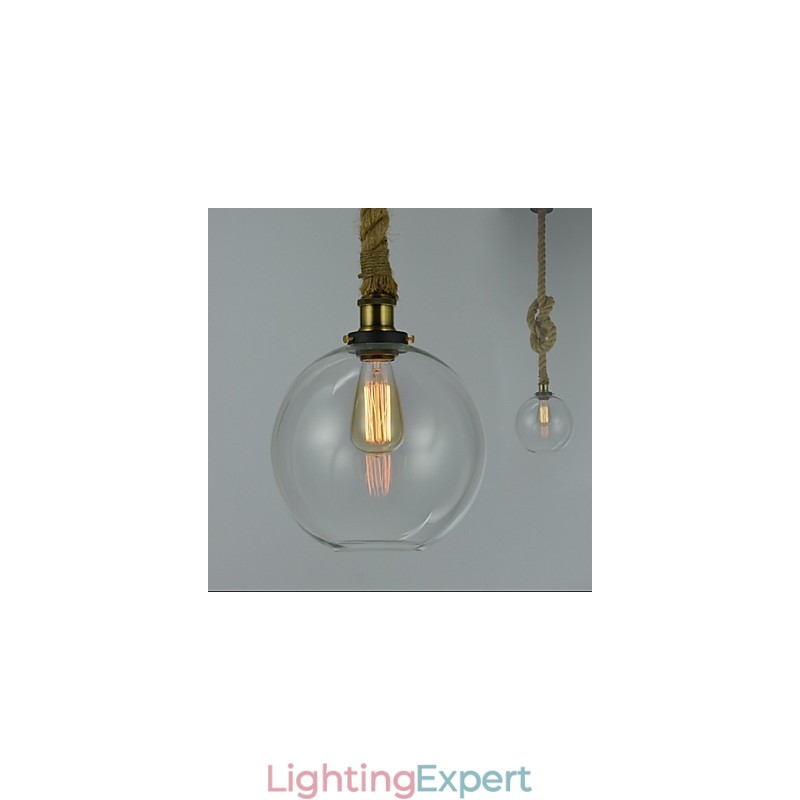 American Country Vintage Industrial Creative Glass Chandelier Single Head Rope