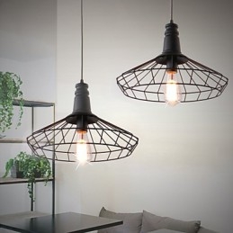 Rustic Lodge Retro Country Mini Style Painting Metal Pendant Light Garage