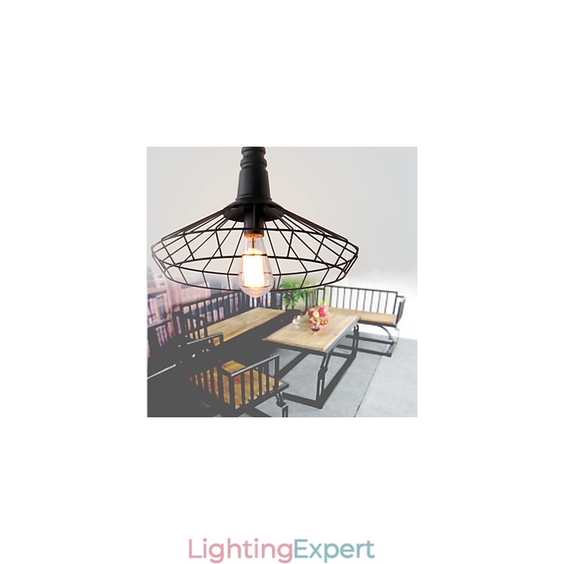 Rustic Lodge Retro Country Mini Style Painting Metal Pendant Light Garage