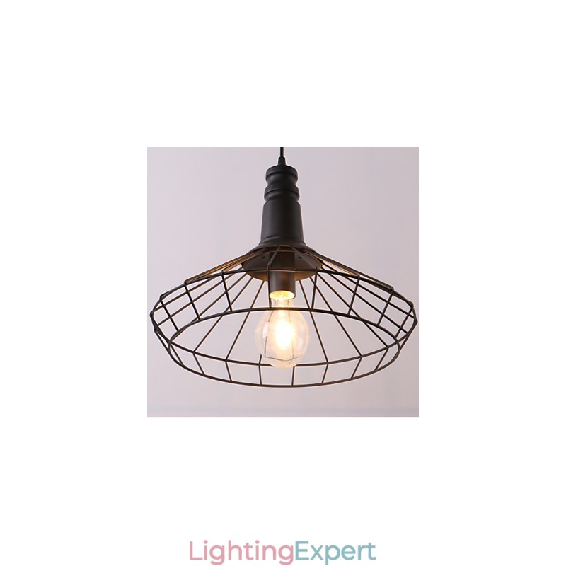 Rustic Lodge Retro Country Mini Style Painting Metal Pendant Light Garage