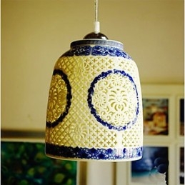 Retro Ceramic lamp lamp Stairs Blue Single Head Chandelier Creative