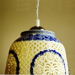 Retro Ceramic lamp lamp Stairs Blue Single Head Chandelier Creative