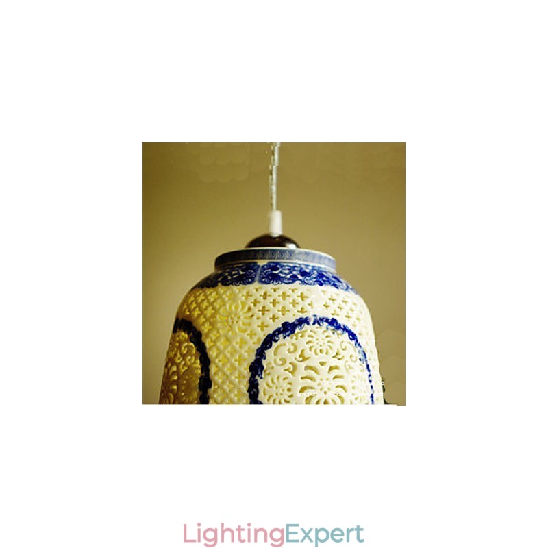 Retro Ceramic lamp lamp Stairs Blue Single Head Chandelier Creative