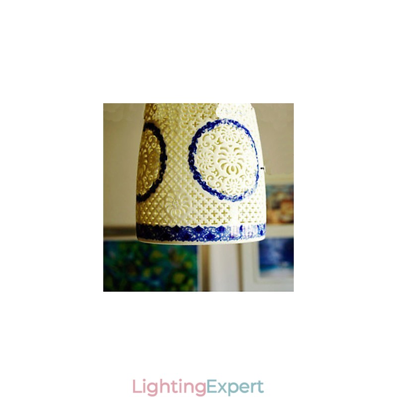 Retro Ceramic lamp lamp Stairs Blue Single Head Chandelier Creative
