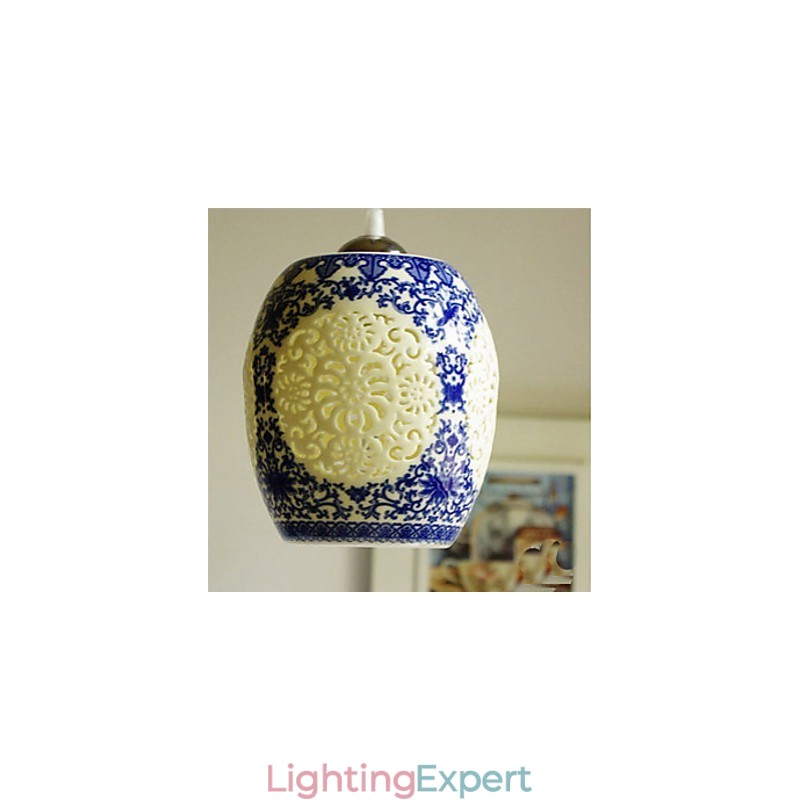 Retro Ceramic lamp lamp Stairs Blue Single Head Chandelier Creative