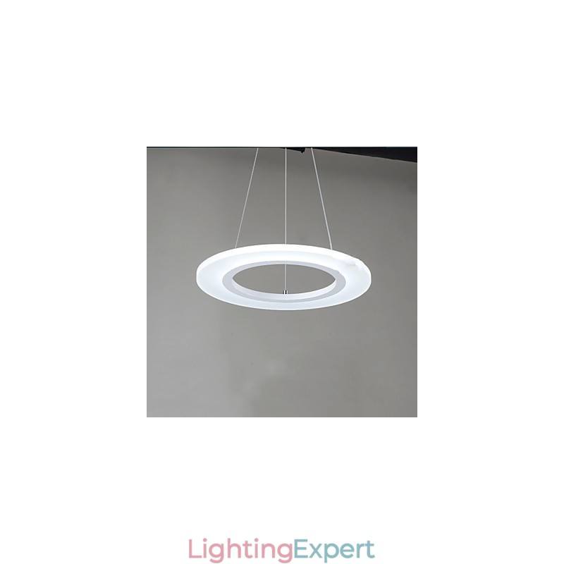 Pendant Light Round Ceiling Chandelier Milky Acrylic Ceiling Lamps with Single Ring