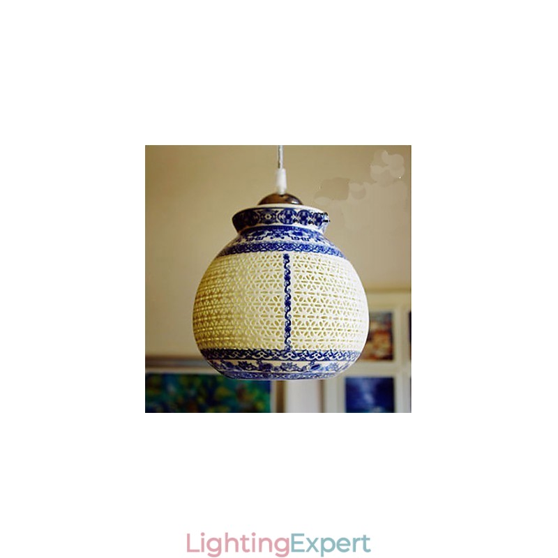 Retro Ceramic lamp lamp Stairs Blue Single Head Chandelier Creative