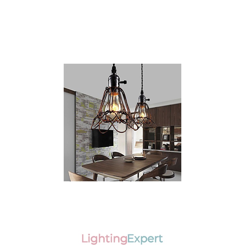 American Country Industrial Wind Lamp Retro Small Chandelier Iron Cage