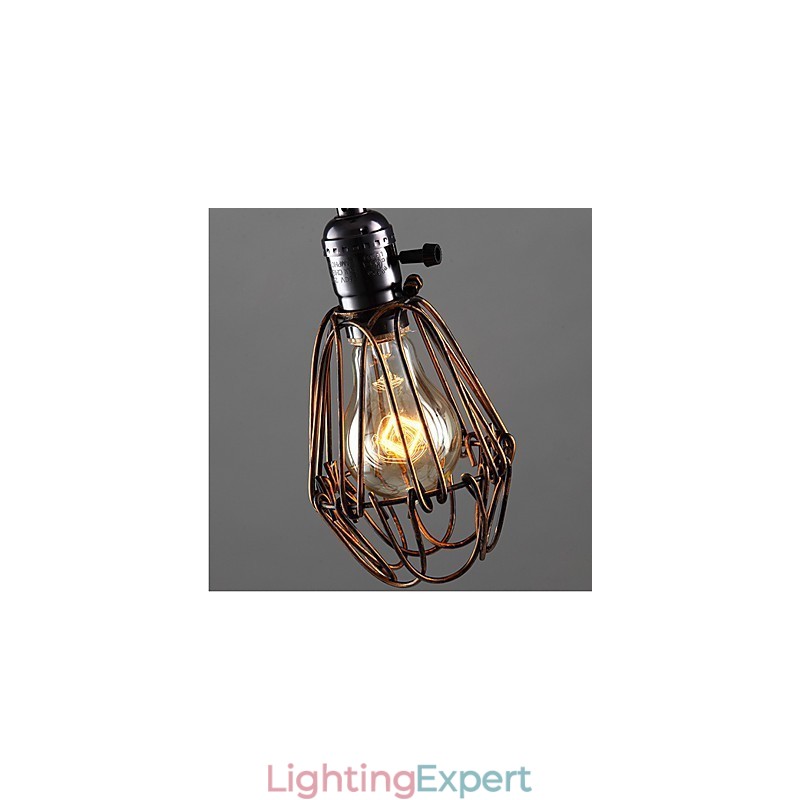 American Country Industrial Wind Lamp Retro Small Chandelier Iron Cage