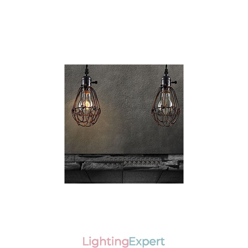 American Country Industrial Wind Lamp Retro Small Chandelier Iron Cage