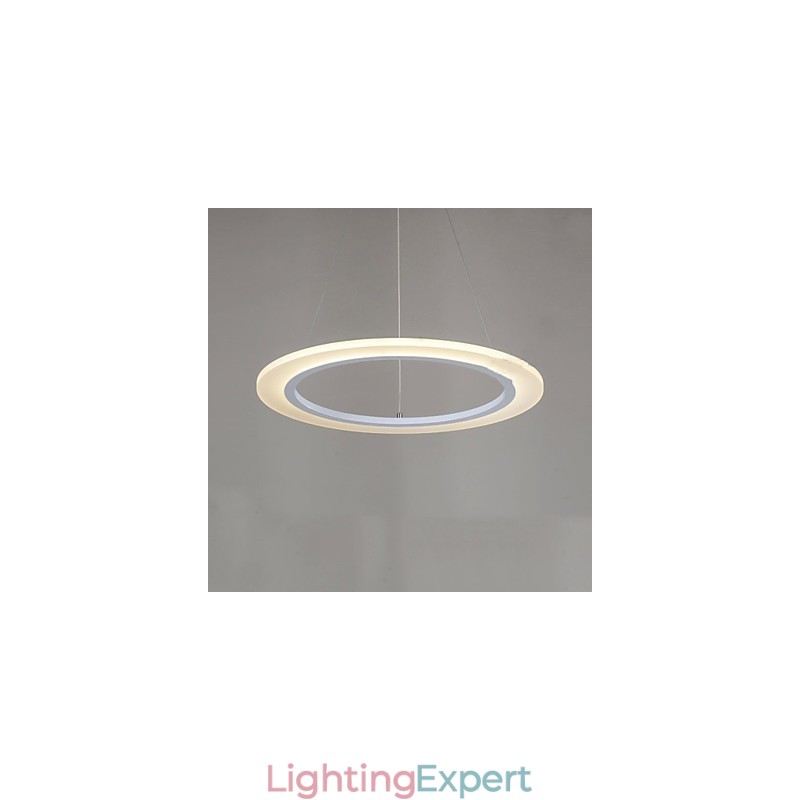 Pendant Light Round Ceiling Chandelier Milky Acrylic Ceiling Lamps with Single Ring