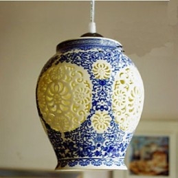 Retro Ceramic lamp lamp Stairs Blue Single Head Chandelier Creative