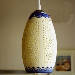 Retro Ceramic lamp lamp Stairs Blue Single Head Chandelier Creative
