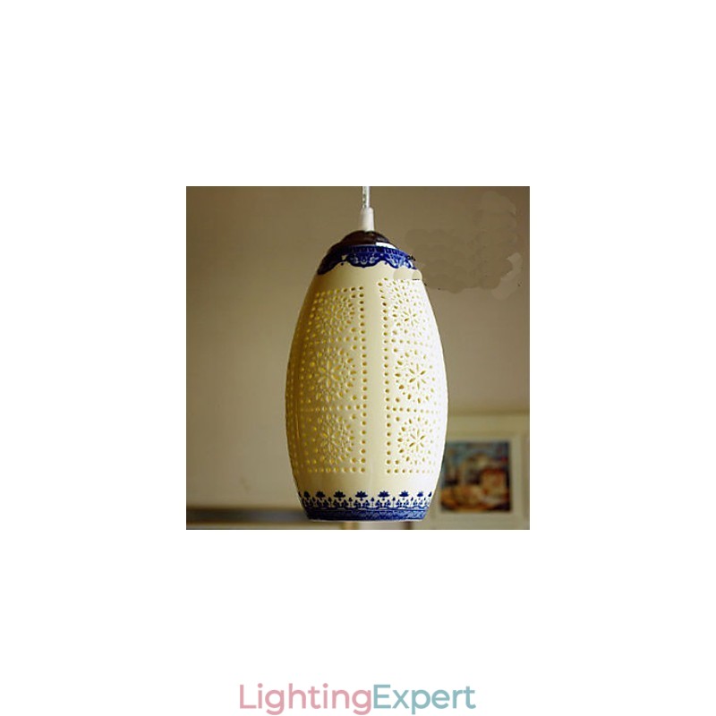 Retro Ceramic lamp lamp Stairs Blue Single Head Chandelier Creative