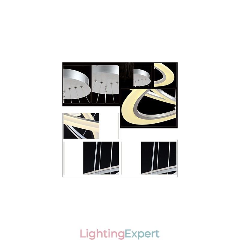 Pendant Light Round Ceiling Chandelier Milky Acrylic Ceiling Lamps with Single Ring
