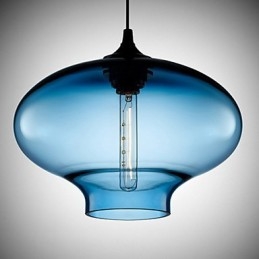 1 Light Modern Glass White and Blue Transparent Pendant Light