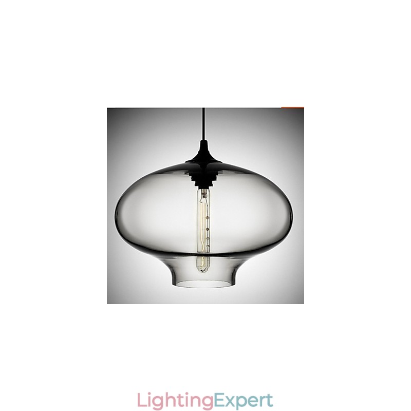 1 Light Modern Glass White and Blue Transparent Pendant Light