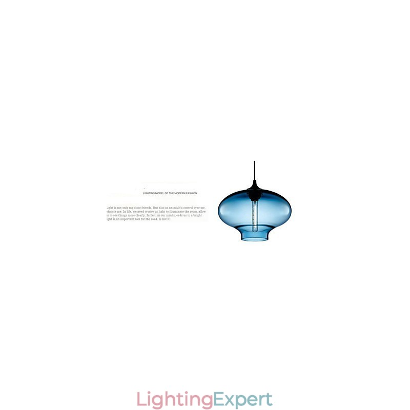 1 Light Modern Glass White and Blue Transparent Pendant Light
