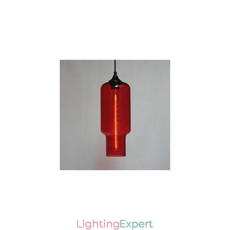 Modern Glass Pendant Light in Brown Bubble Design