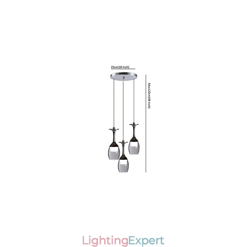 Pendant Lights 3 Lights Round Backplate Modern Contemporary Metal