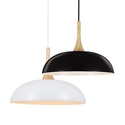 Mini Artistic Pendant Lamp 1 Light Modern Simplicity Black White Finish Aluminum & Wooden Droplight