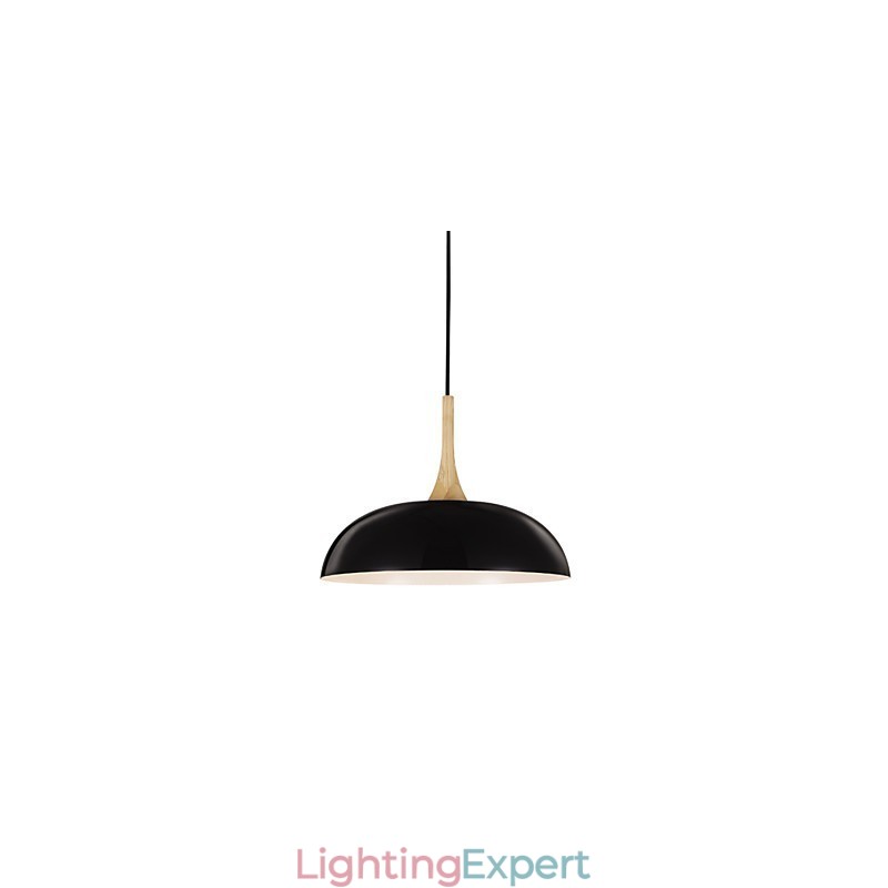 Mini Artistic Pendant Lamp 1 Light Modern Simplicity Black White Finish Aluminum & Wooden Droplight