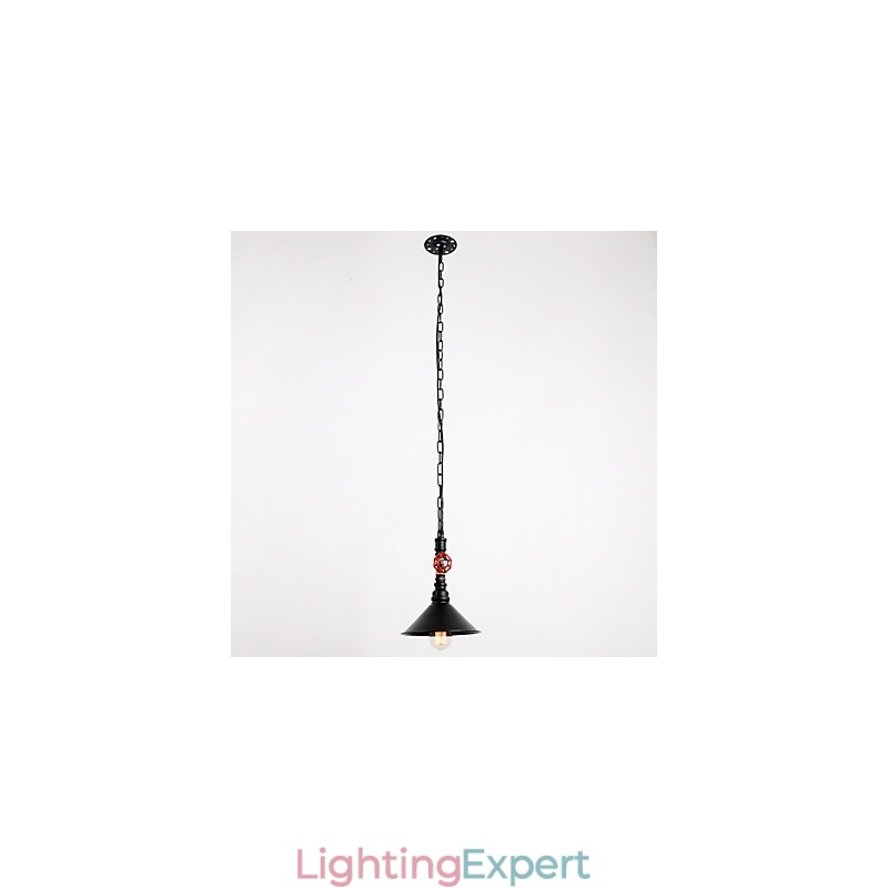Water Pipe Retro Plating 1 Light Painting Pendant