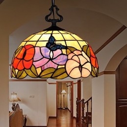 30*28CM 5 10㎡European Rural Creative Arts Stained Glass Chandelier Restoring Ancient Ways Lamp Light