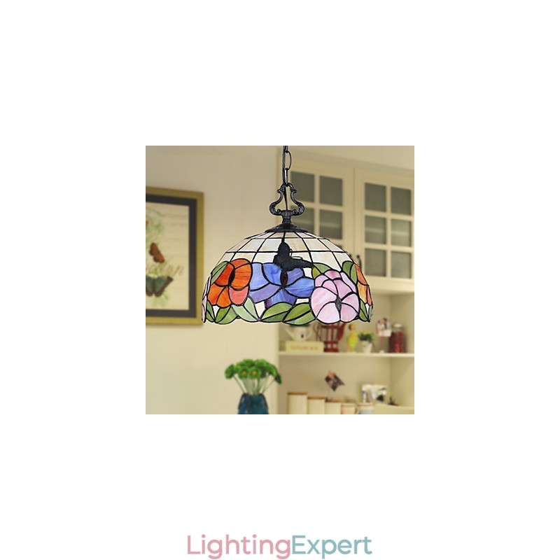 30*28CM 5 10㎡European Rural Creative Arts Stained Glass Chandelier Restoring Ancient Ways Lamp Light