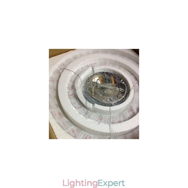 Dimmable Crystal Pendant Light Modern Circular Chandelier Lighting Lamps Cool White Round Ceiling Lights Fixtures with Remote Control