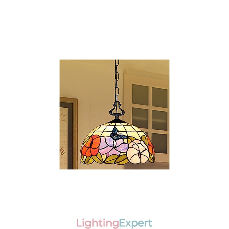 30*28CM 5 10㎡European Rural Creative Arts Stained Glass Chandelier Restoring Ancient Ways Lamp Light