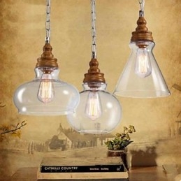 Wood Grain Crystal Droplight Cafe Lighting Lamps And Lanterns