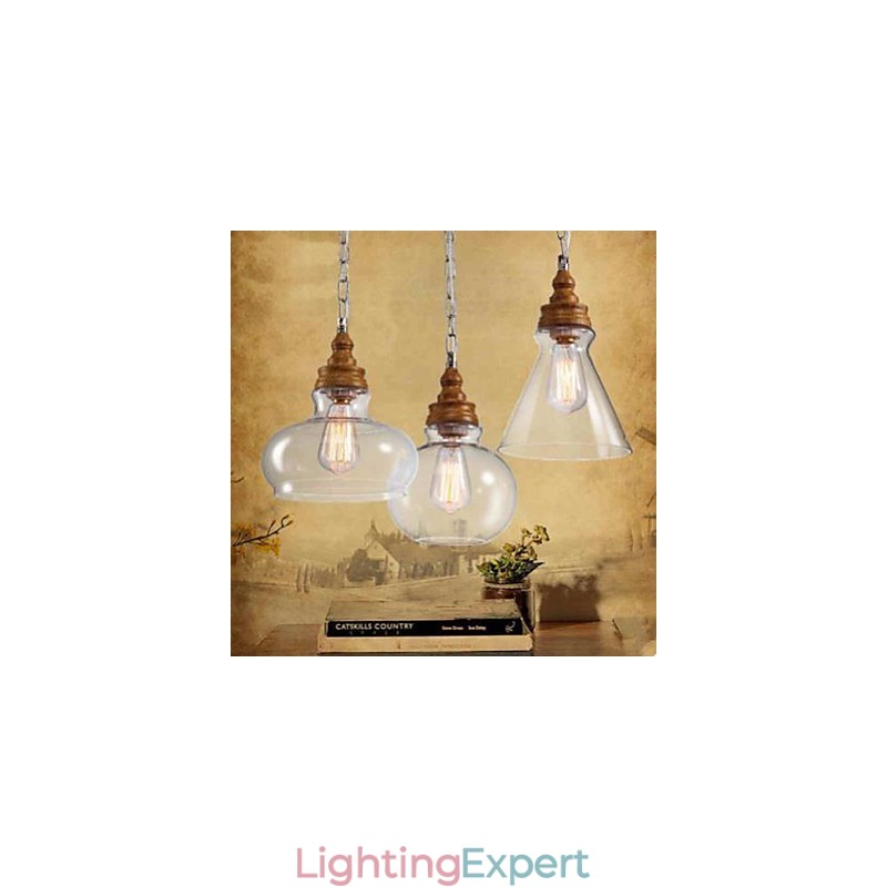 Wood Grain Crystal Droplight Cafe Lighting Lamps And Lanterns