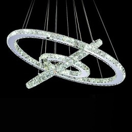 Dimmable Crystal Pendant Light Modern Circular Chandelier Lighting Lamps Cool White Round Ceiling Lights Fixtures with Remote Control