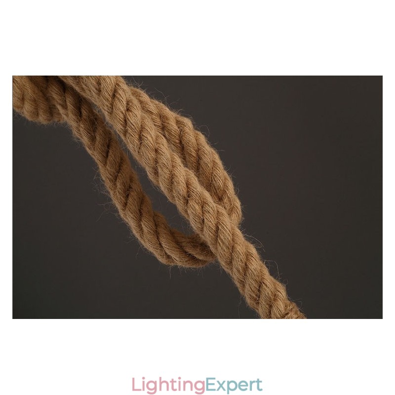1 Light DIY Art Hemp Rope Light Creative Hemp Rope Chandelier Long 100cm Send 1 Bulb
